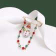 18K Gold-Plated & Multicolor Bead Snowman Chain Brooch on Sale