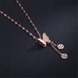 18K Rose Gold-Plated Frosted Butterfly Coin Tassel Pendant Necklace Supply