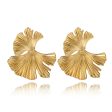 18K Gold-Plated Lotus Leaf Stud Earrings For Cheap