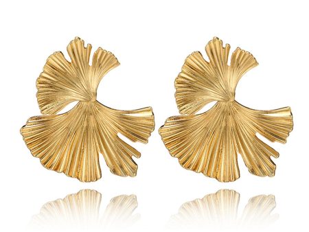 18K Gold-Plated Lotus Leaf Stud Earrings For Cheap