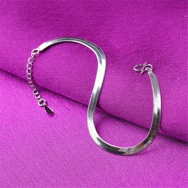 Silver-Plated Snake Chain Anklet on Sale