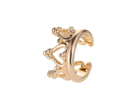 18K Gold-Plated Heart Crown Ear Cuff Online now