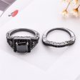 Black Crystal & Cubic Zirconia Ring Set Fashion