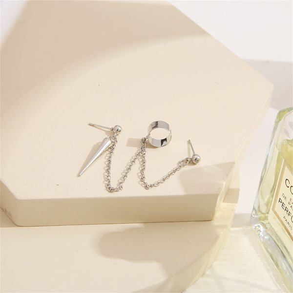 Silver-Plated Awl Dangle Earring & Ear Cuff Set on Sale