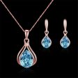 Blue & White Cubic Zirconia Pendant Necklace & Drop Earrings Sale