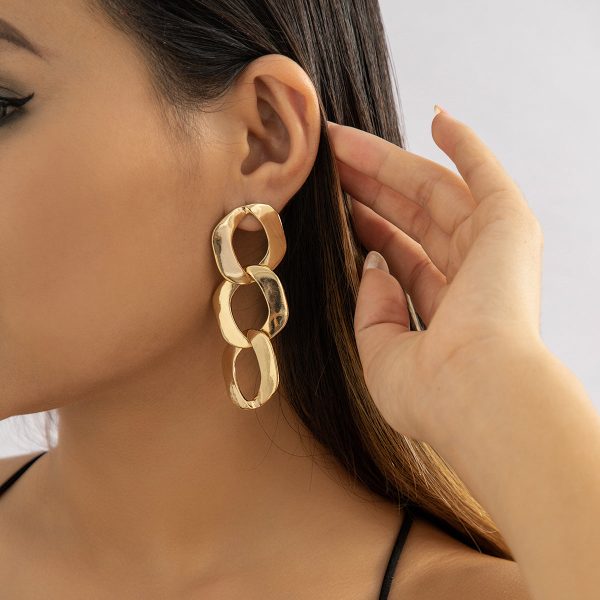 18K Gold-Plated Curb-Chain Drop Earrings For Sale