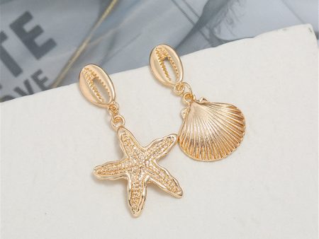 18K Gold-Plated Starfish & Shell Drop Earrings Discount