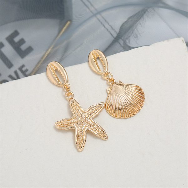 18K Gold-Plated Starfish & Shell Drop Earrings Discount