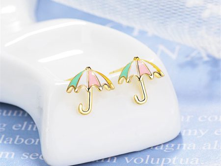 18K Gold-Plated Umbrella Stud Earrings on Sale