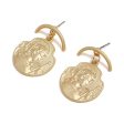 18K Rose Gold-Plated Curved Coin Drop Earrings For Discount