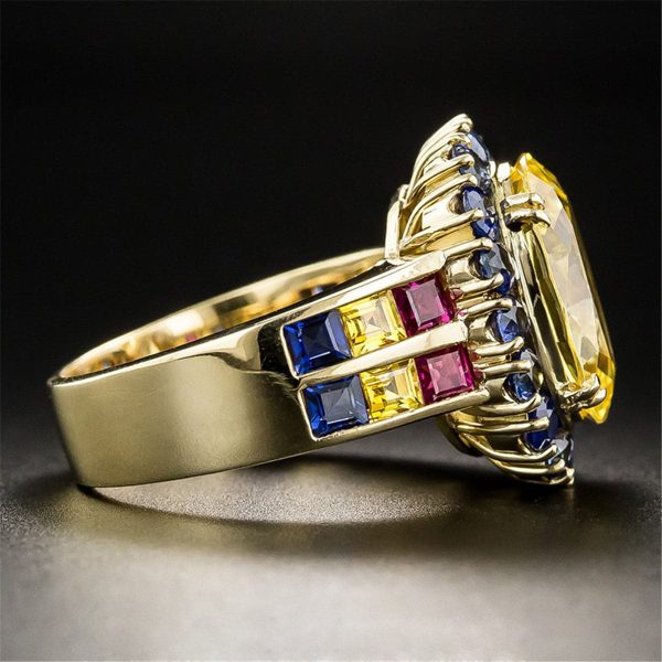 Yellow Cubic Zirconia & 18K Gold-Plated Vintage-Inspired Ring Sale