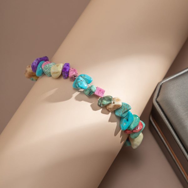 Blue & Purple Turquoise Beaded Stretch Bracelet Online Hot Sale