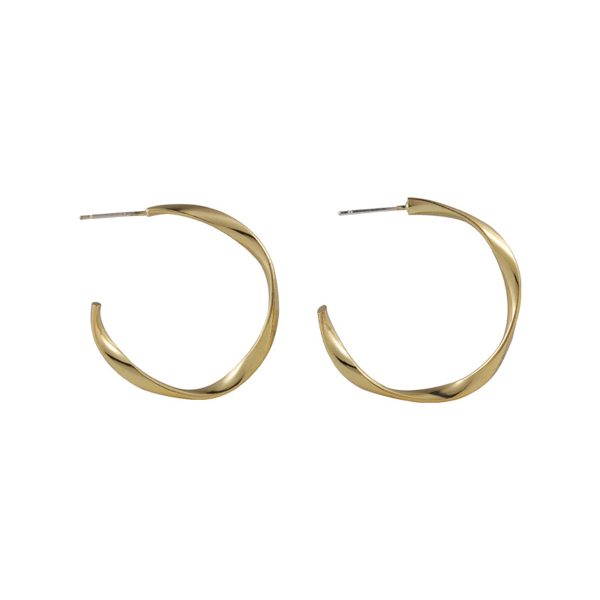 18K Gold-Plated Twist Open Hoop Earrings For Sale