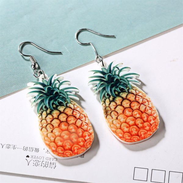 Yellow Acrylic & Silver-Plated Pineapple Drop Earrings For Cheap