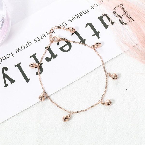 18K Rose Gold-Plated Bell Station Anklet Fashion