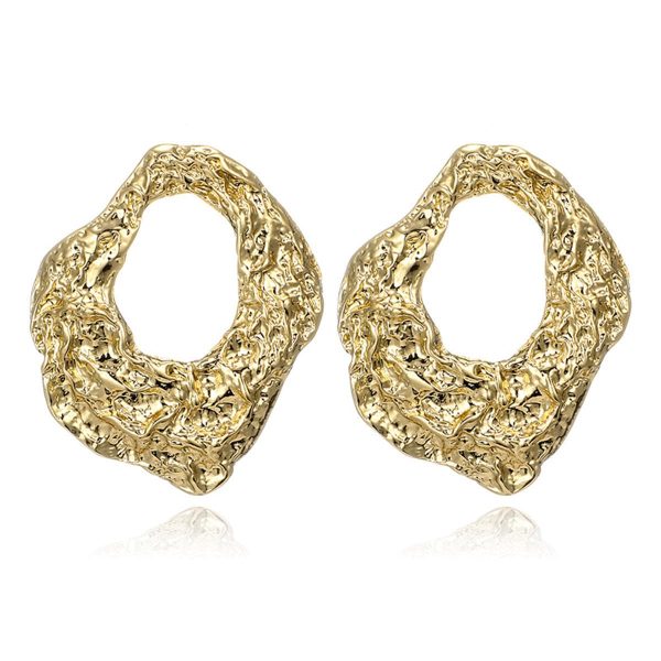 18K Gold-Plated Wrinkled Geometry Hoop Drop Earrings Discount