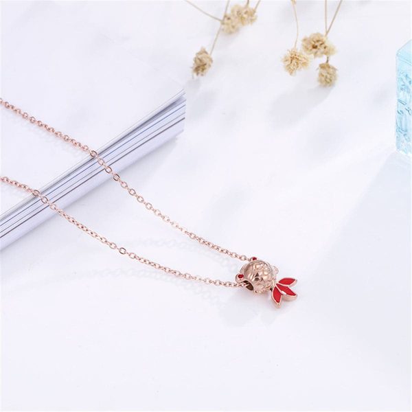 18K Rose Gold-Plated Fish Pendant Necklace For Cheap