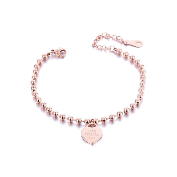 18K Rose Gold-Plated Heart Charm Anklet Sale