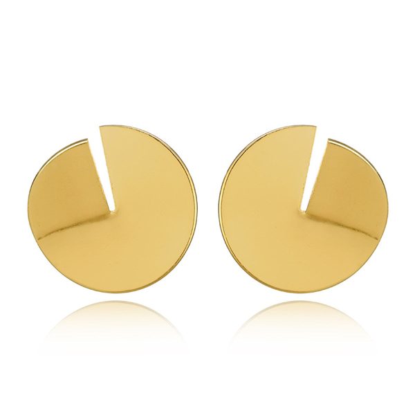 18K Gold-Plated Slit Round Stud Earrings Supply