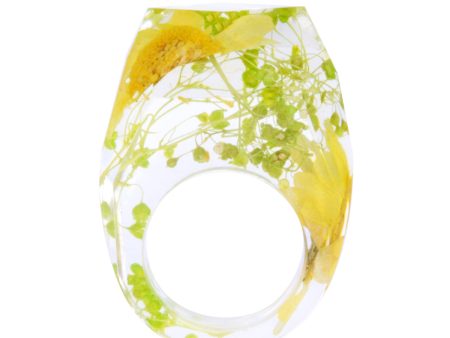 Yellow & Green Dried Flower Ring For Discount