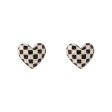 Black & White Enamel Checkerboard Heart Stud Earrings Online