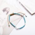 Turquoise & Silver-Plated Star Adjustable Anklet on Sale