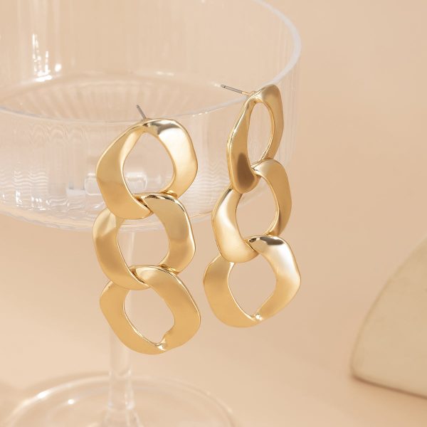 18K Gold-Plated Curb-Chain Drop Earrings For Sale