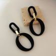 Black Enamel & 18K Gold-Plated Openwork Oval Drop Earrings Fashion