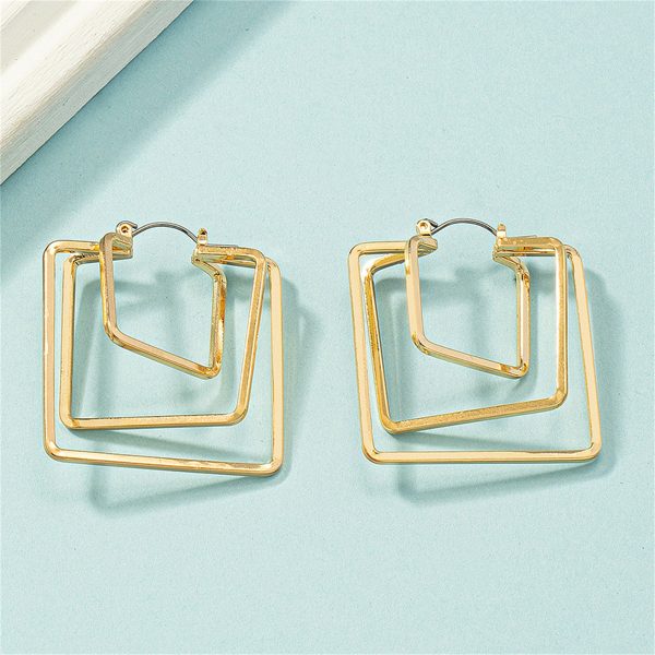 18K Gold-Plated Layered Square Leverback Earrings Online Hot Sale