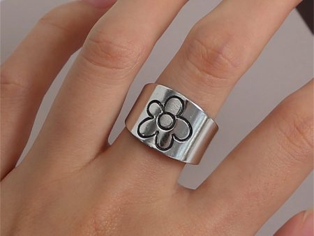 Silver-Plated Flower Open Band Ring Online Sale