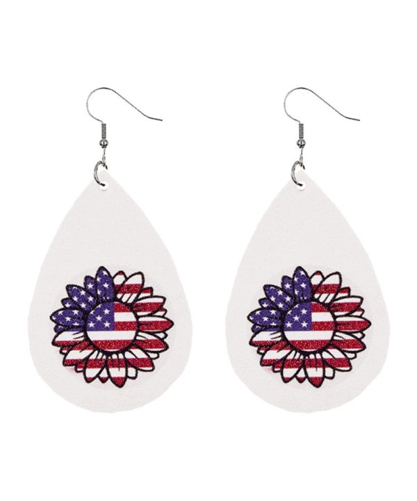 White & Red Polystyrene Stars & Stripes Sunflower Drop Earrings For Sale