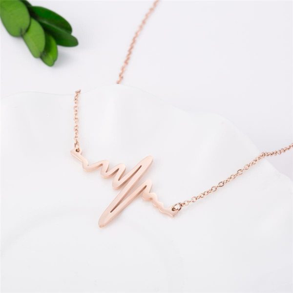 18K Rose Gold-Plated Heartbeat Pendant Necklace Online Hot Sale