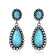 Turquoise & Silver-Plated Drop Earrings Cheap