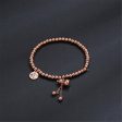 18K Rose Gold Calabash & Chinese Letter Charm Stretch Bracelet For Discount