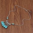 Turquoise & Silver-Plated Filigree Tassel Necklace on Sale