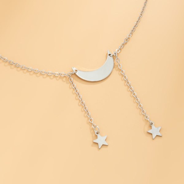 Silver-Plated Star & Moon Pendant Necklace Online Sale