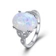 White Opal & Silver-Plated Oval Promise Ring on Sale