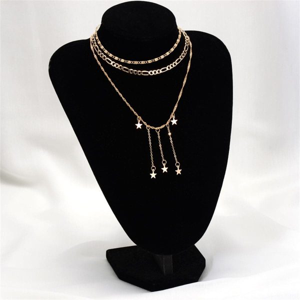 18K Gold-Plated Star Tassel Layered Pendant Necklace Hot on Sale