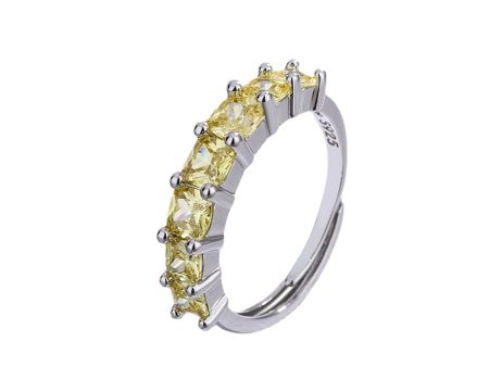 Yellow Crystal & Silver-Plated Adjustable Ring Hot on Sale