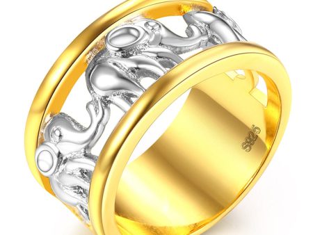 Silver-Plated & 18K Gold-Plated Elephant Band Ring Online