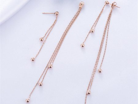 18K Rose Gold-Plated Graduated Bead Drop Earrings For Cheap