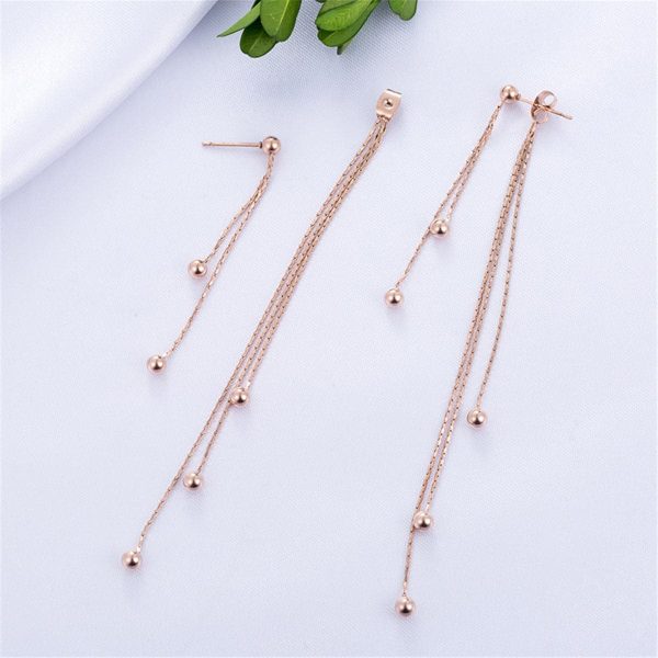 18K Rose Gold-Plated Graduated Bead Drop Earrings For Cheap