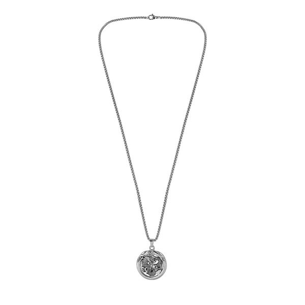 Silver-Plated Dragon Coin Pendant Necklace Supply