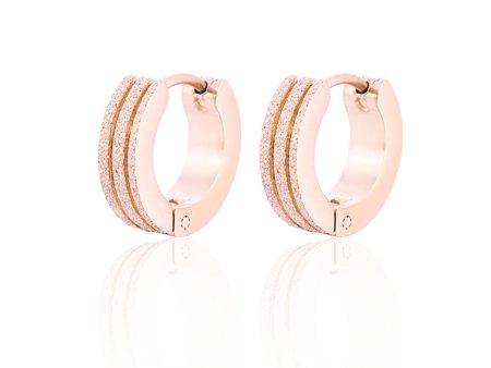 18K Rose Gold-Plated Frosted Huggie Earring Discount