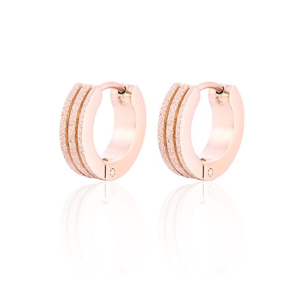 18K Rose Gold-Plated Frosted Huggie Earring Discount