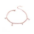 18K Rose Gold Chinese Letter Charm Layer Anklet For Discount