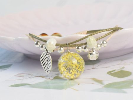 Yellow Gypsophila & Silver-Plated Bell Charm Bracelet Discount