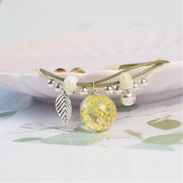 Yellow Gypsophila & Silver-Plated Bell Charm Bracelet Discount