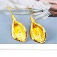 18K Gold-Plated Leaf Drop Earrings For Sale