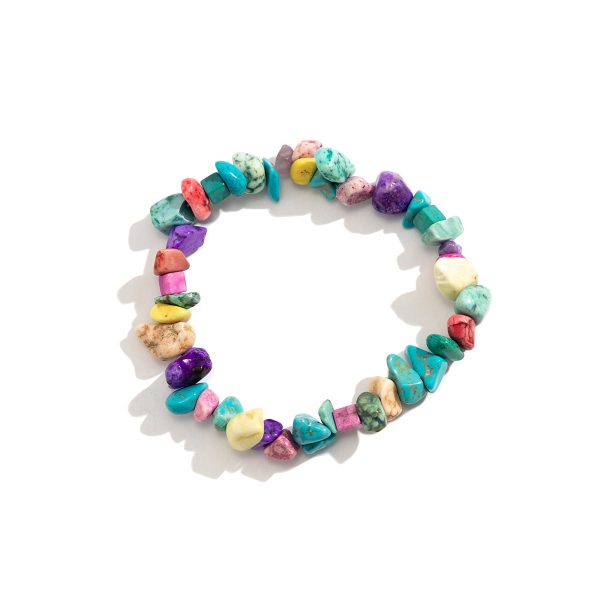 Blue & Purple Turquoise Beaded Stretch Bracelet Online Hot Sale